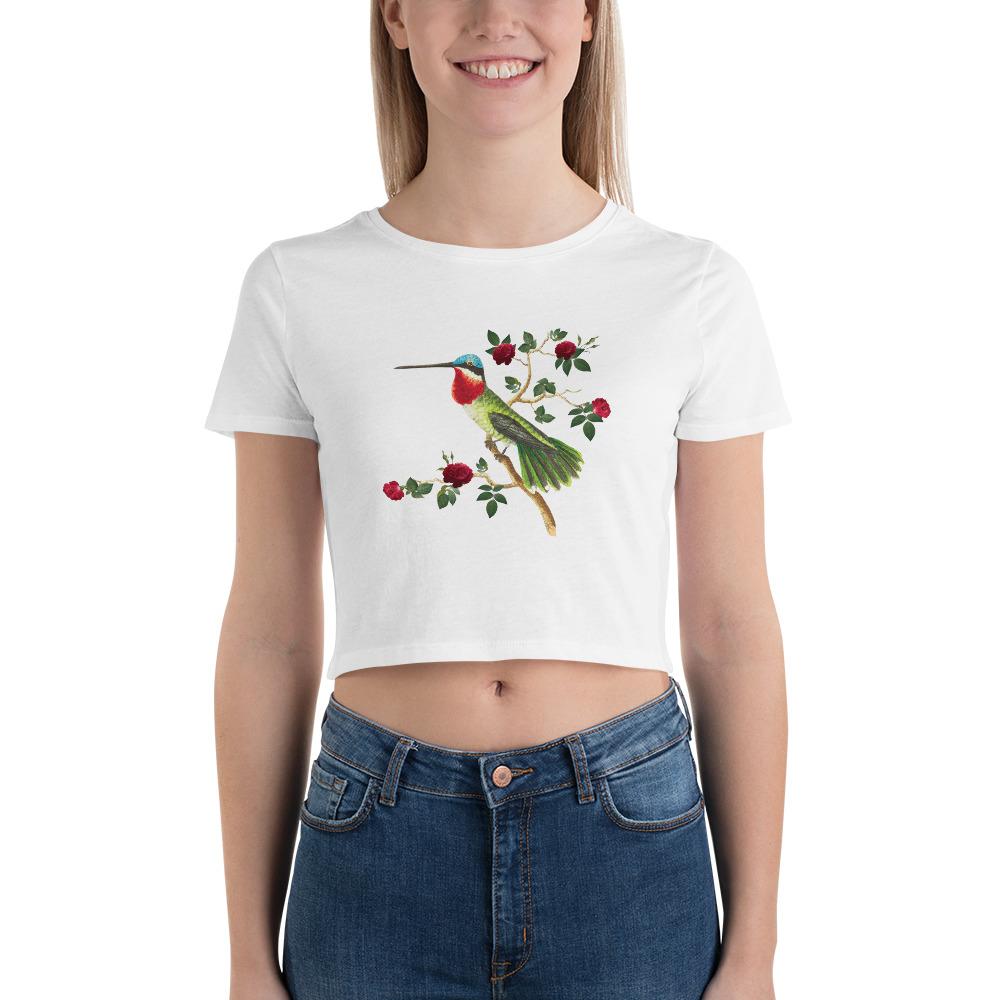 Hummingbird & Roses Women’S Crop Tee