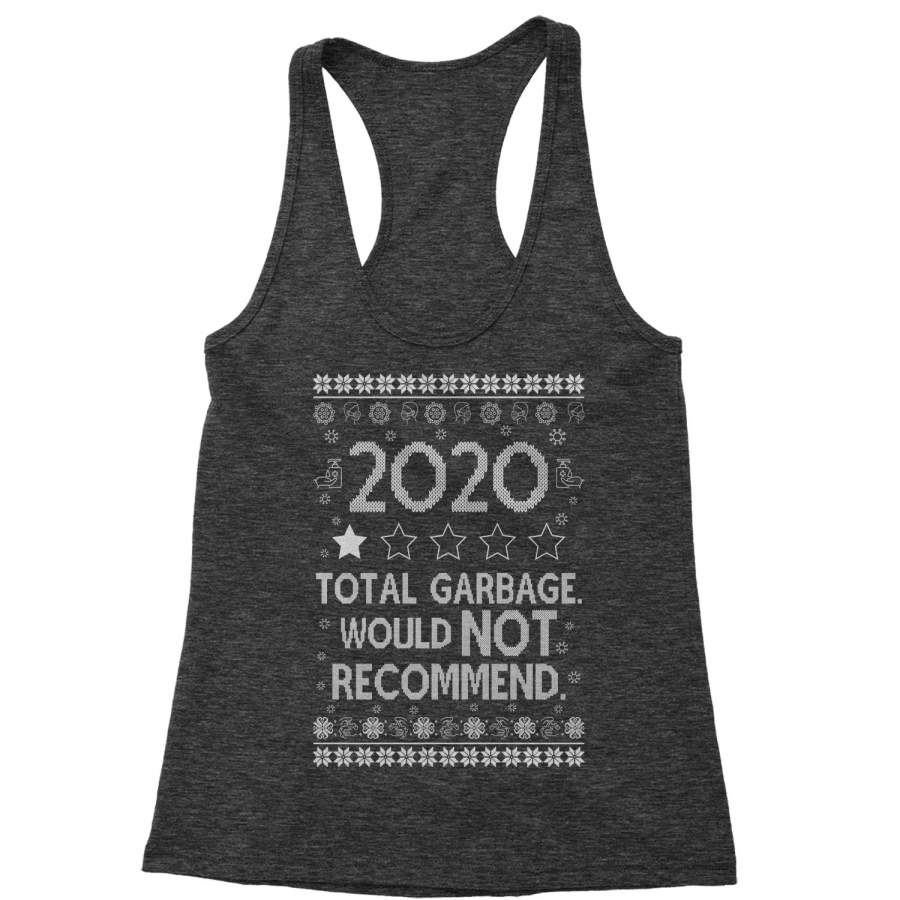 2020 Total Garbage Review Ugly Christmas Sweater Racerback Tank Top for Women