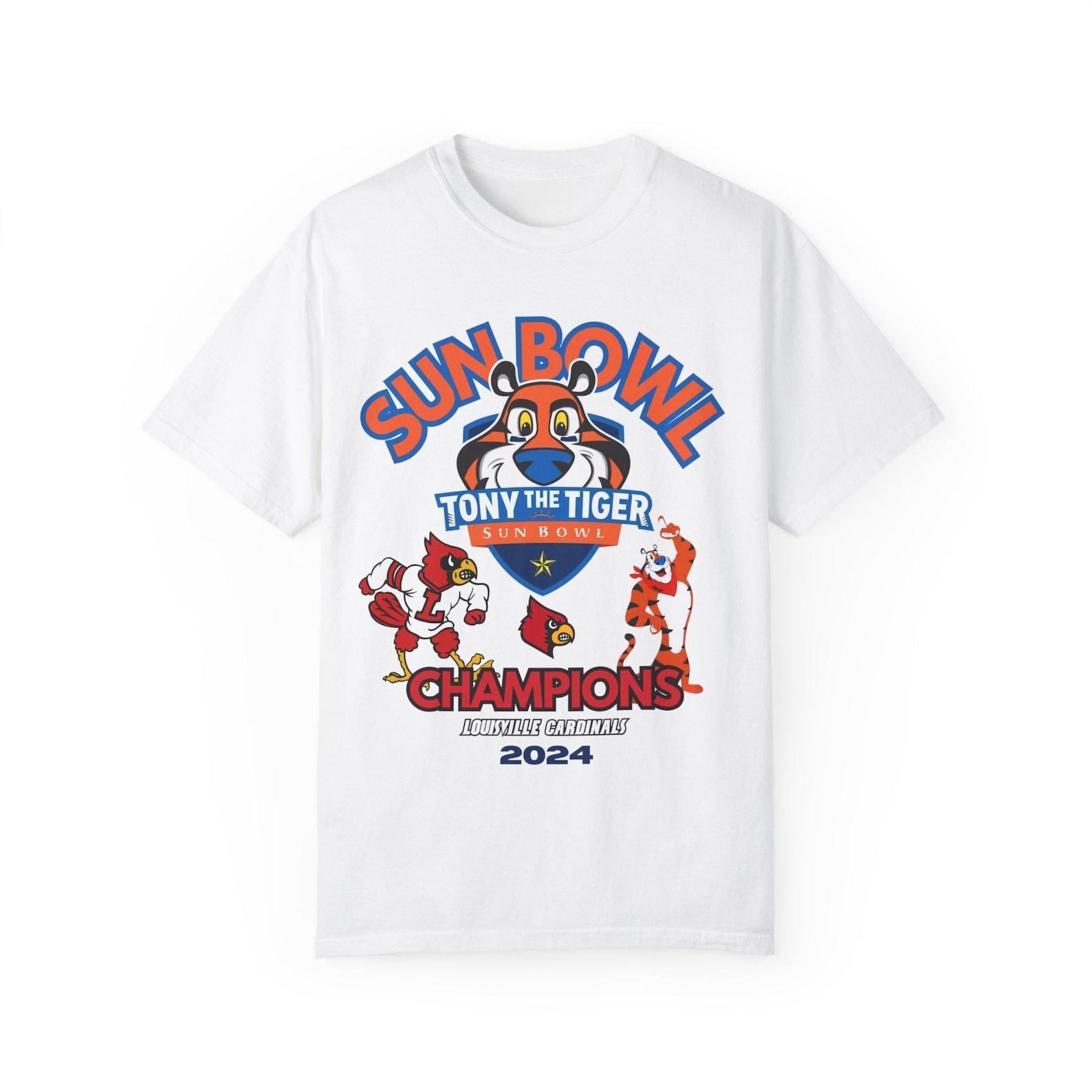 Sun Bowl Champions T-Shirt, Louisville Cardinals, Louisville Vs Washington, Unisex Tee, College Football Merch, Tony The Tiger, Fan Sport Gift