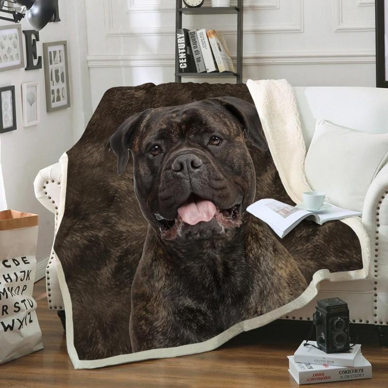 Bullmastiff Dog Portrait Fur Printed Blanket