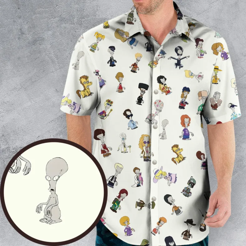 Roger Persona Pop Culture American Dad Hawaiian Shirt