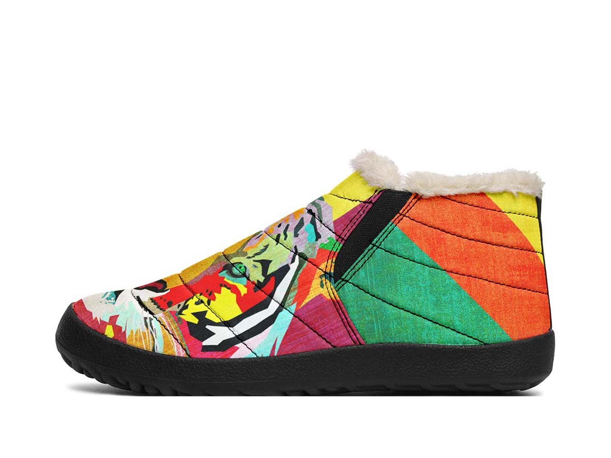 Tiger Pop, Winter Slippers, Slippers, Vegan Slippers, Men’S Shoes, Woman’S Shoes, Custom Printed, Abstractprint