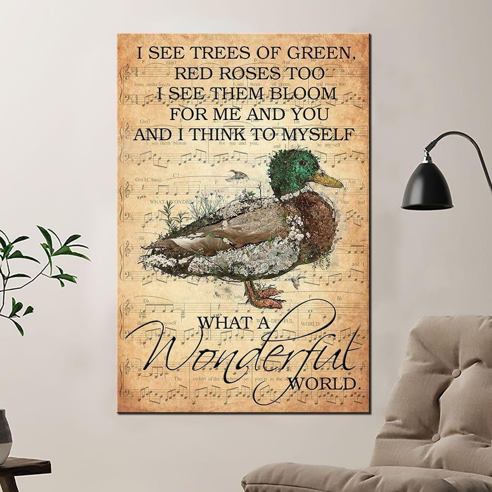 Wild Duck Poster – What A Wonderful World Canvas Home Décor Birthday Gift For Aunt – Gigo Smart