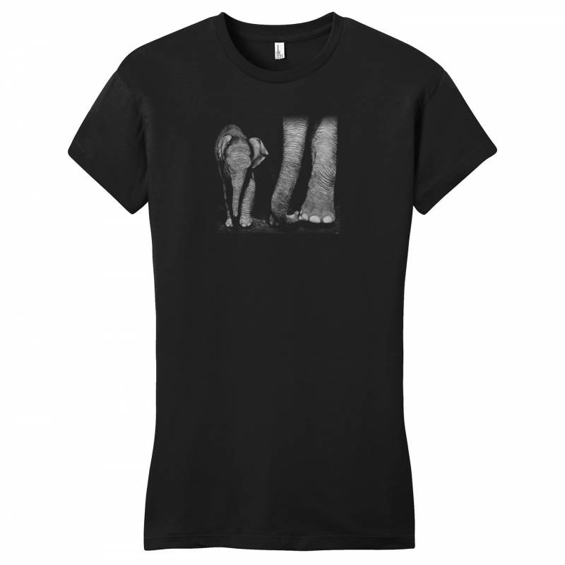 Elephants on Black – Women’s Fitted T-Shirt