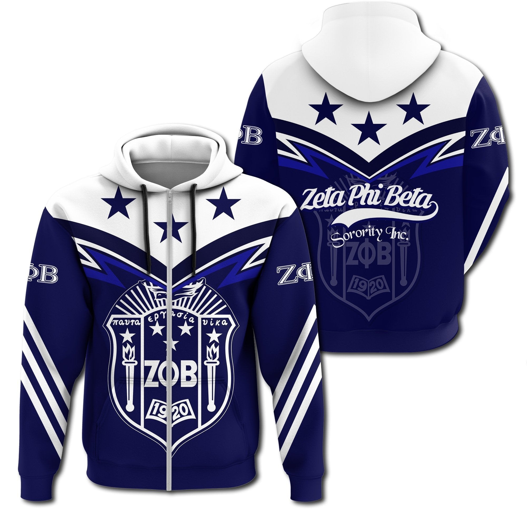 Sorority Hoodie – Original Zeta Phi Beta Zip Hoodie Zig Zag Style