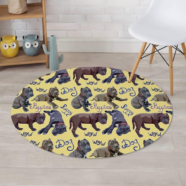 Pitbull Puppy Round Rug