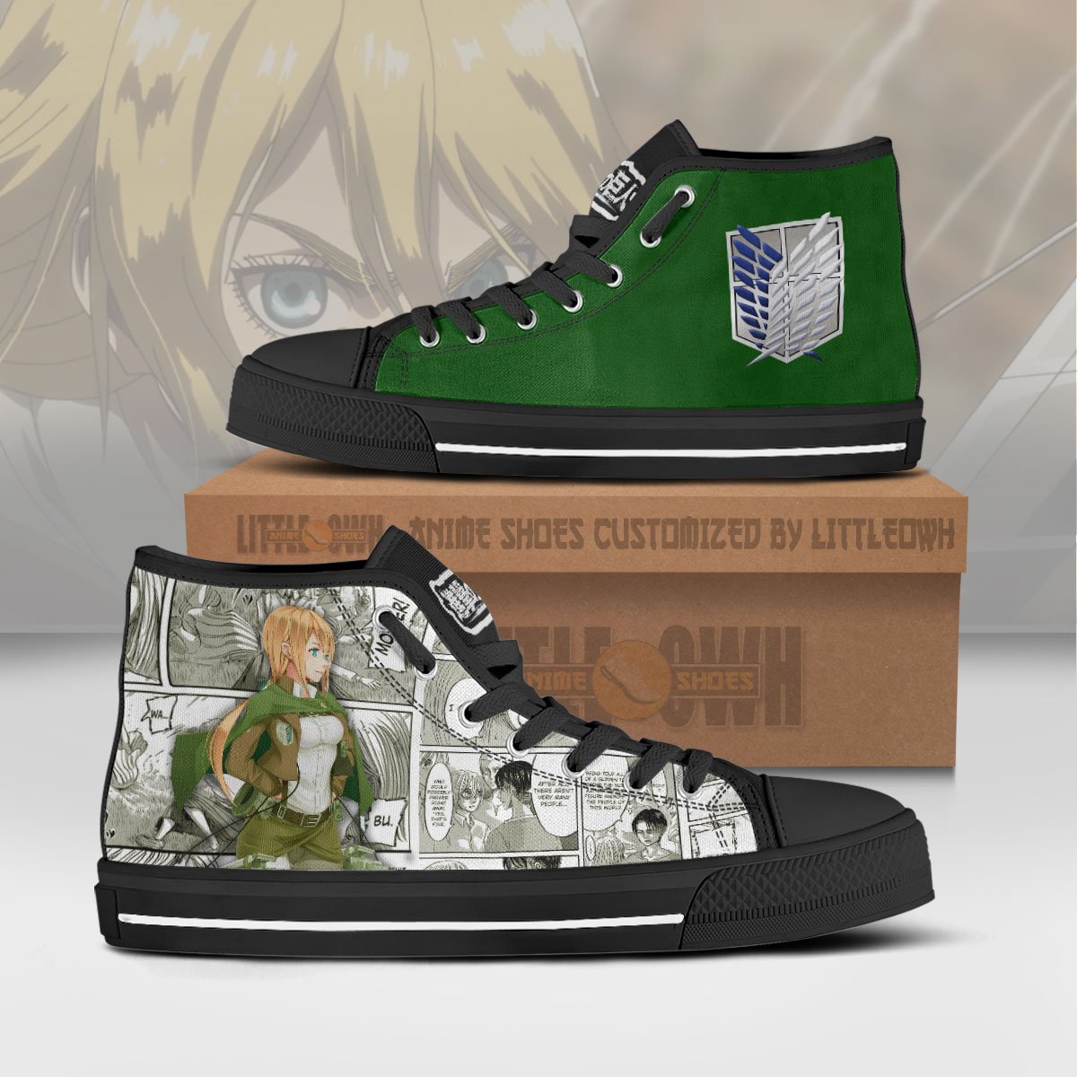Historia High Top Canvas Shoes Custom Attack On Titan Anime Mixed Manga ...
