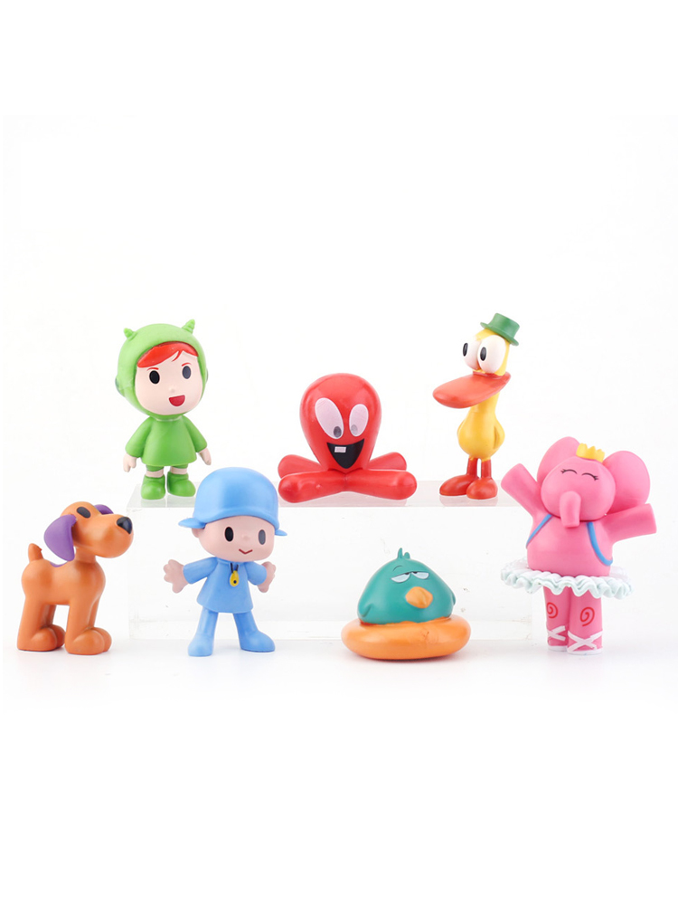 7Pcs/Set Kawaii Pocoyo Animal Toy Bird Duck Elephant Doll Toy Model Scene Ornaments Anime Cartoon Cute Pvc Figures Toys alx