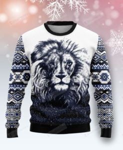 Awesome Lion Ugly Christmas Sweater, All Over Print Sweatshirt