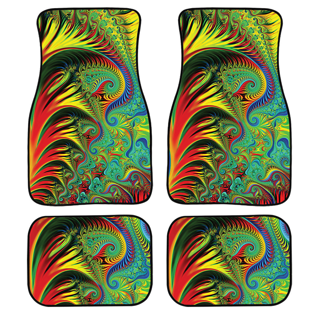 Psychedelic Fractal Print Front And Back Car Floor Mats, Front Car Mat