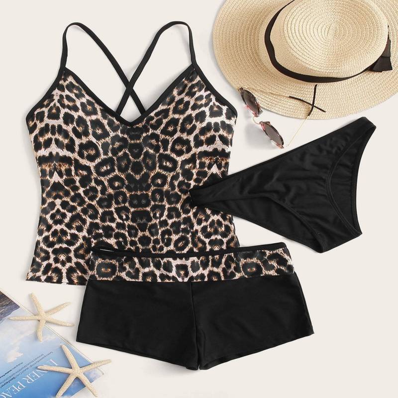 3piece Leopard Co-ord Tankini Set