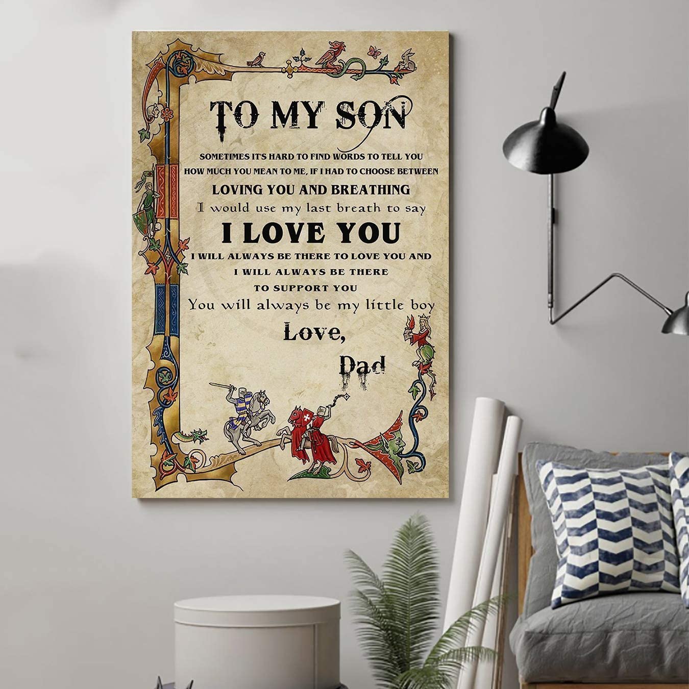 Family Unframed,Knight Templar Poster,Dad to Son,I Love You