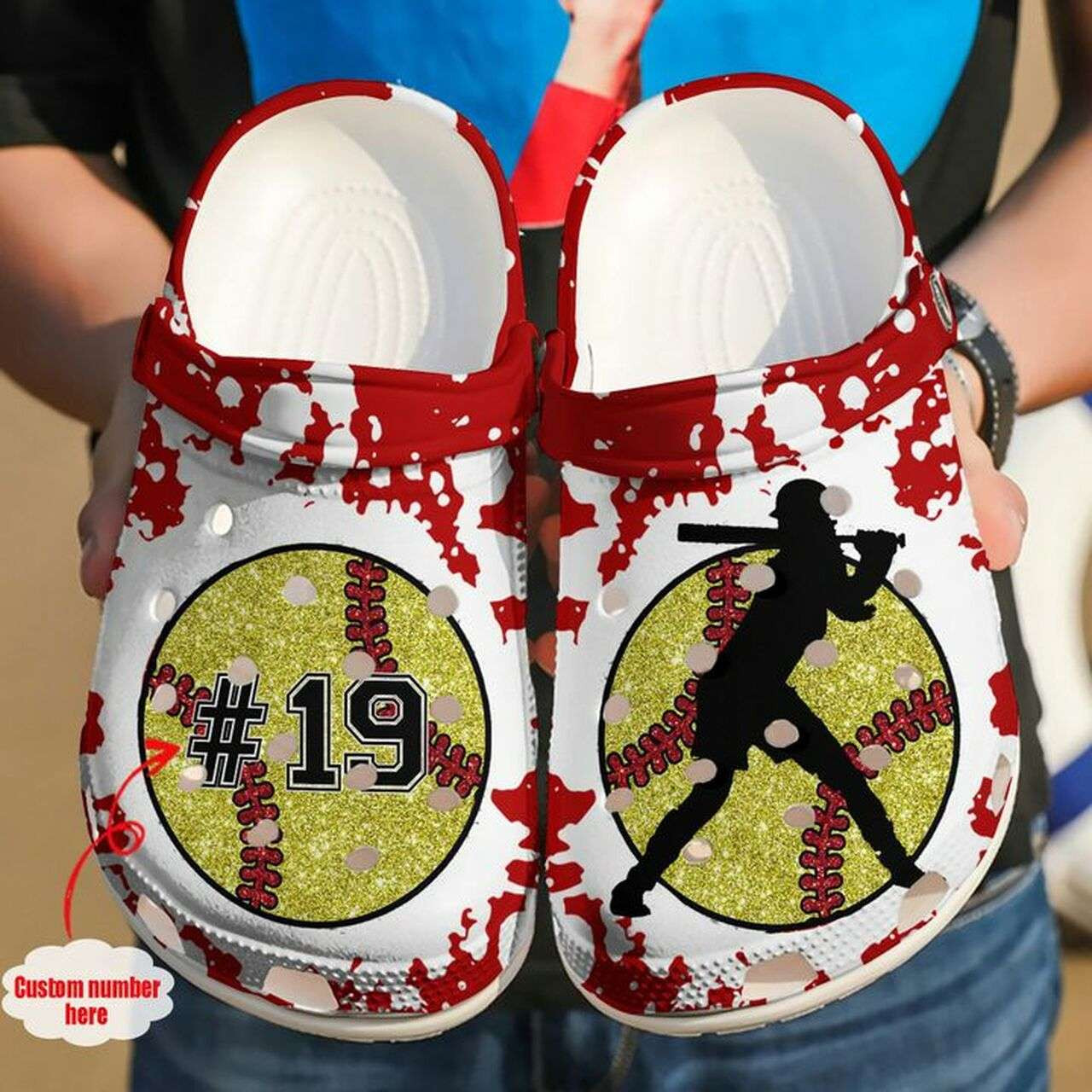 Personalized Number Softball Player Softball Lover Clogs Clogband Clogs