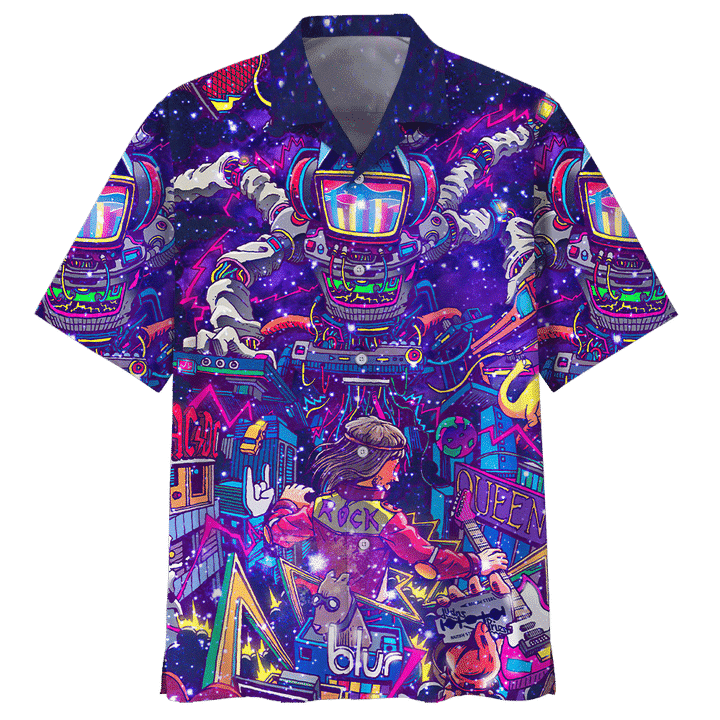 Play Rock And Roll Through The Space Hawaii Shirt For Men Women Ha97338