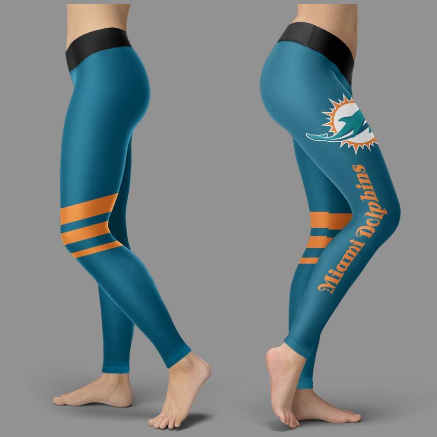 Through Great Logo Spread Body Striped Circle Miami Dolphins Leggings