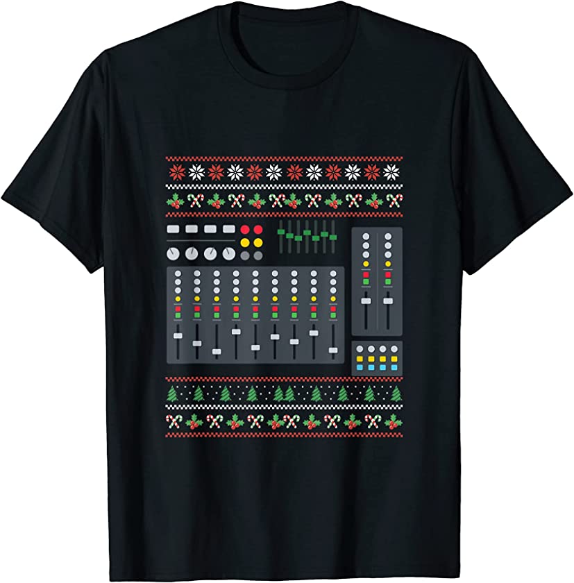 Ugly Christmas X-Mas Mixer DJ New Year Santa Claus Music T-Shirt