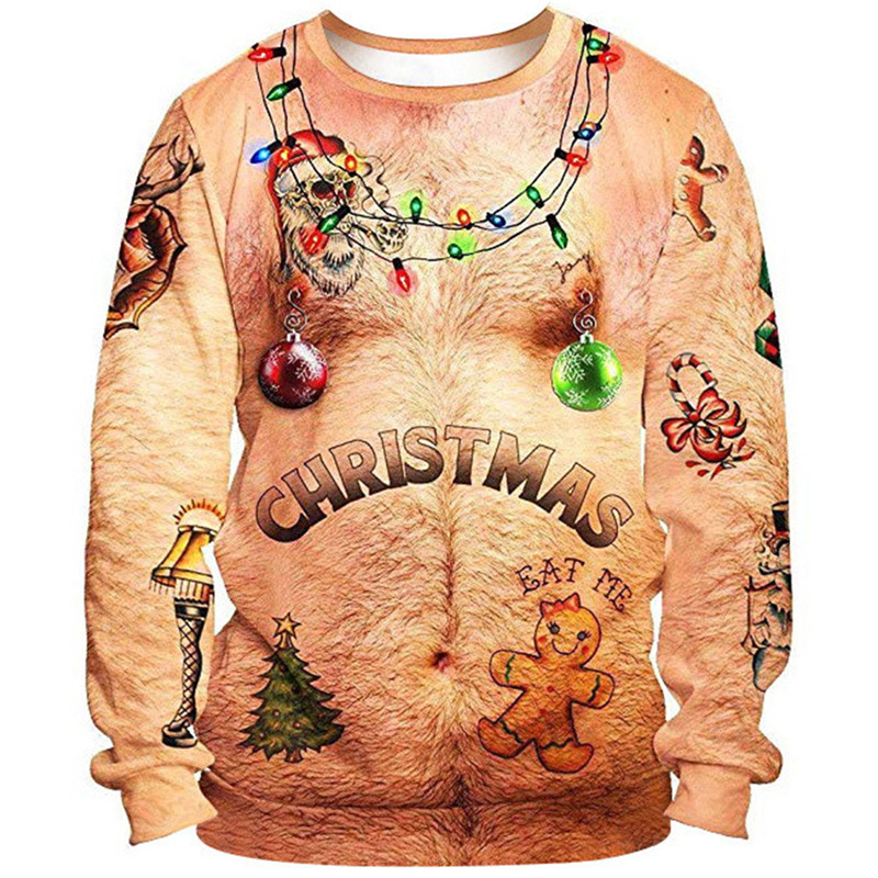 Christmas Sweater Novelty Funny Light Up Ugly Christmas Sweater For Men And Women 3D Printing Pullover Jumpers Warm Sweater alx