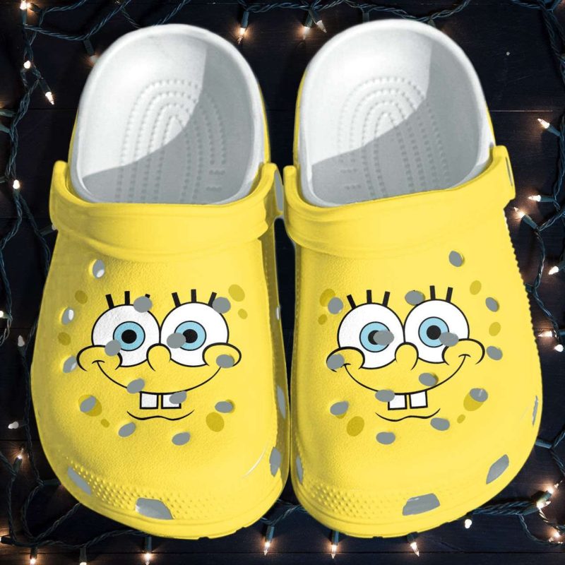 Sponge Cheese Face Sponge Funny Bob Cute Crocband Clog Shoes