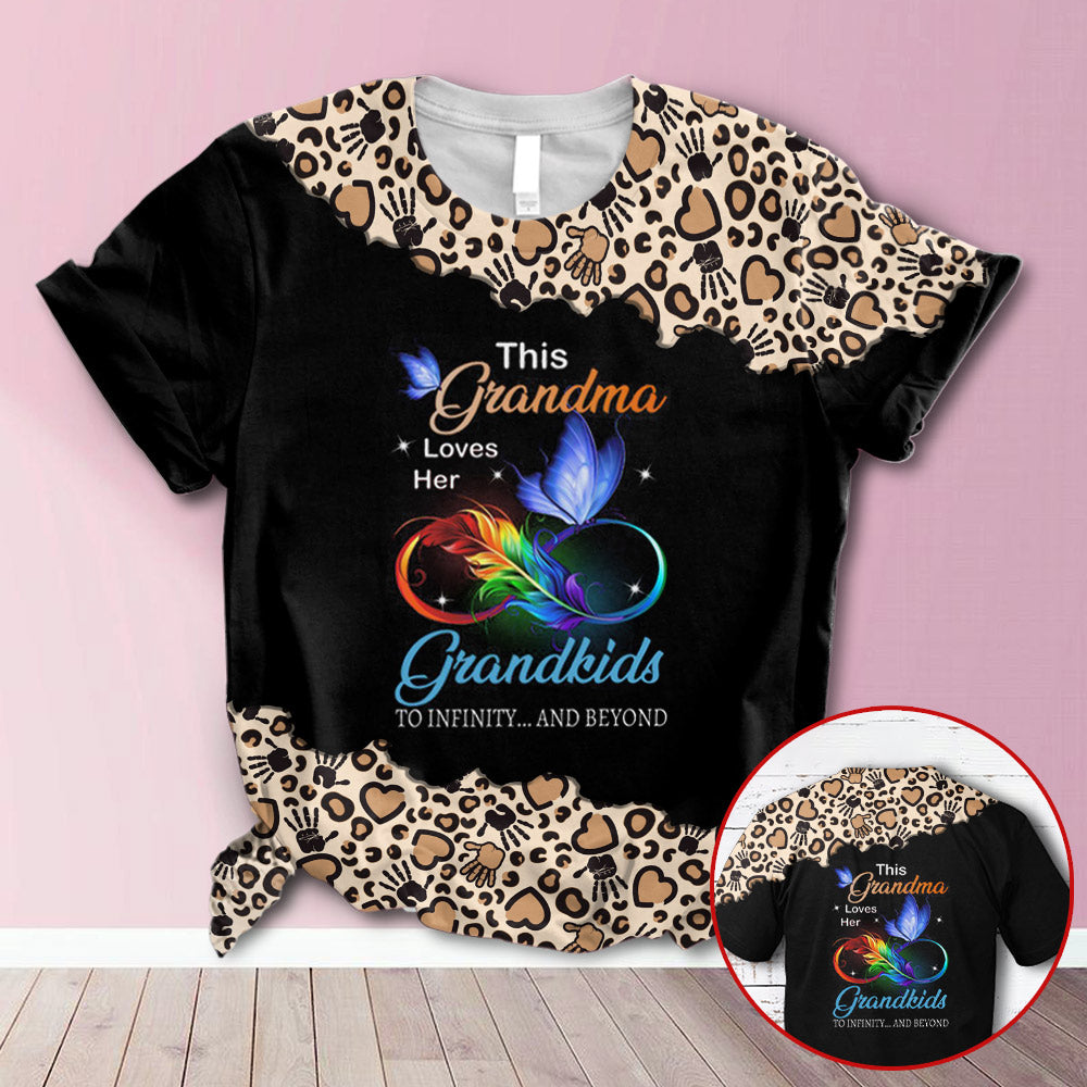 Personalized This Grandma Loves Her Grandkids To Infinity And Beyond Leopard All Over Print Shirts, 3D Shirts For Grandma Hn98