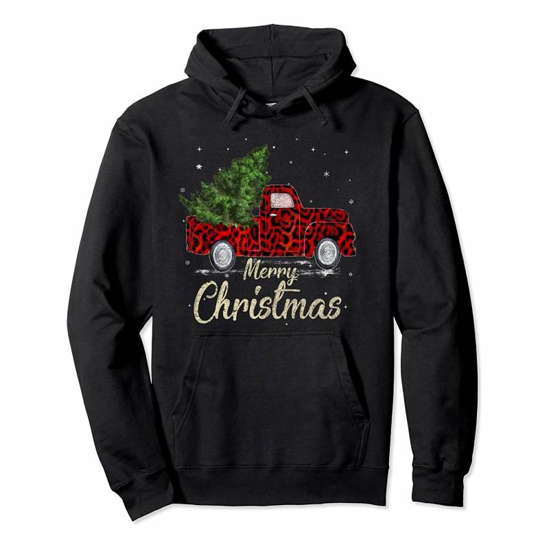 Xmas Trees Red Truck Leopard Pullover Hoodie, T-Shirt, Sweatshirt