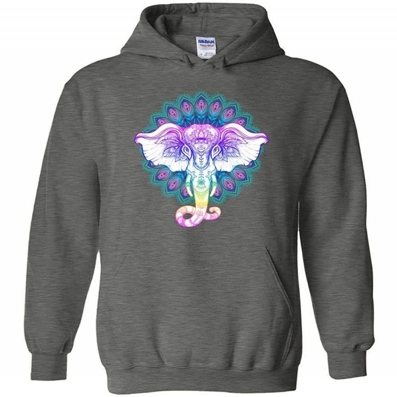 Hand Drawing Elephant Mandala Relaxation Color Meditation Yoga Youth Hoodie