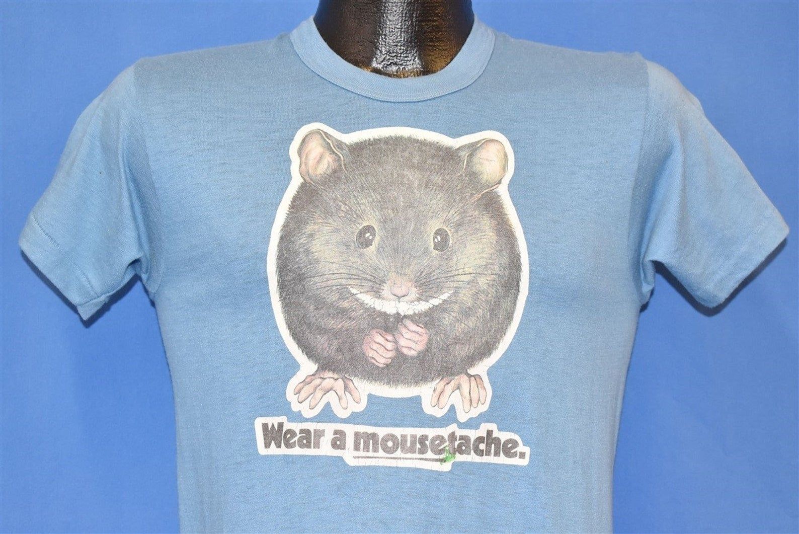 70S Wear A Moustache Iron On Cute Mouse Mustache T-Shirt