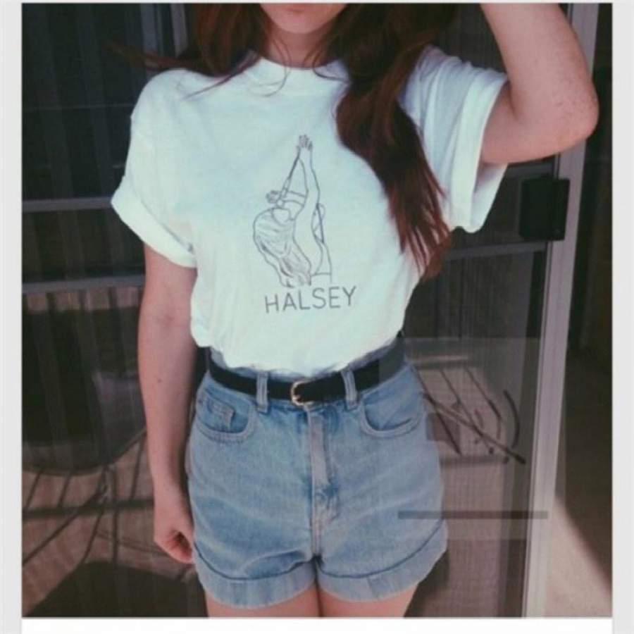 Women T Shirt Cotton Halsey Print Letter T-Shirt Plus Size Casual Funny T Shirts For Lady High Fashion Hipster Tee Shirt Femme