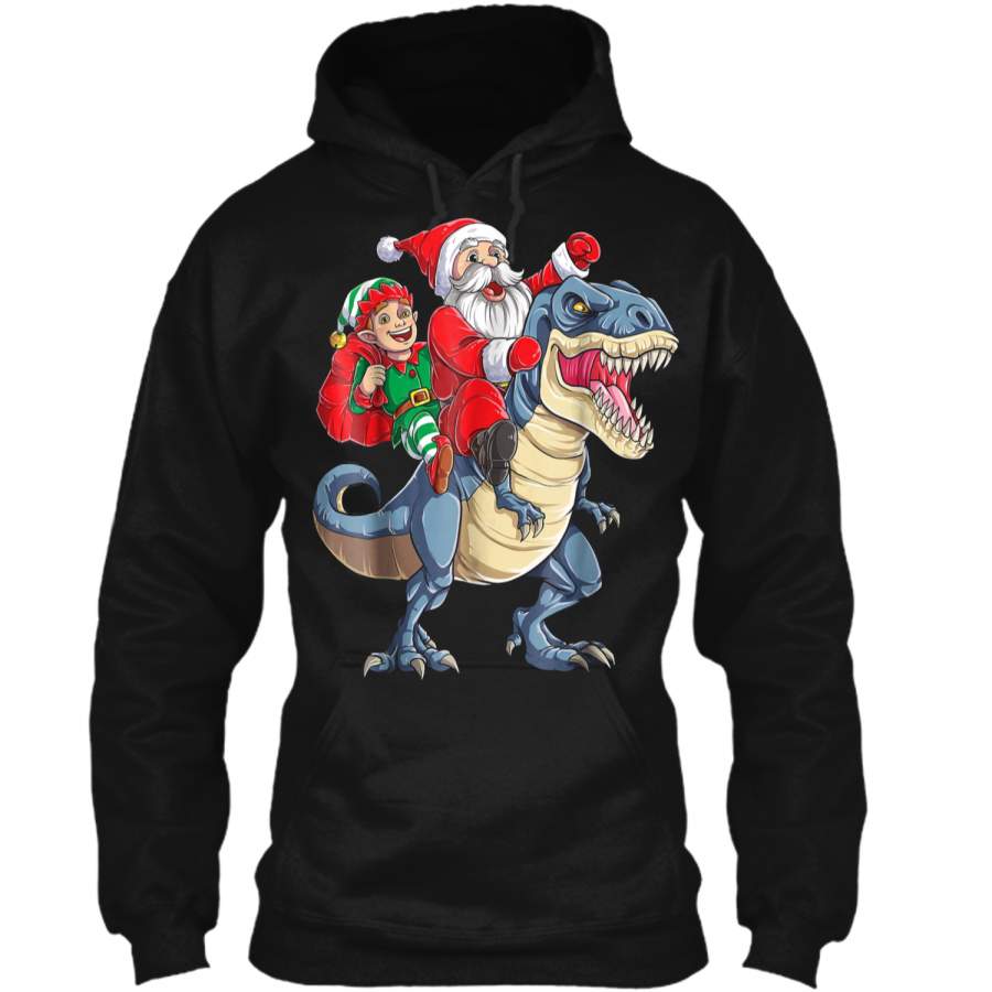 Elf Santa Dinosaur T Rex Christmas Kids Boys Gifts Pullover Hoodie Christmas Gift Ideas