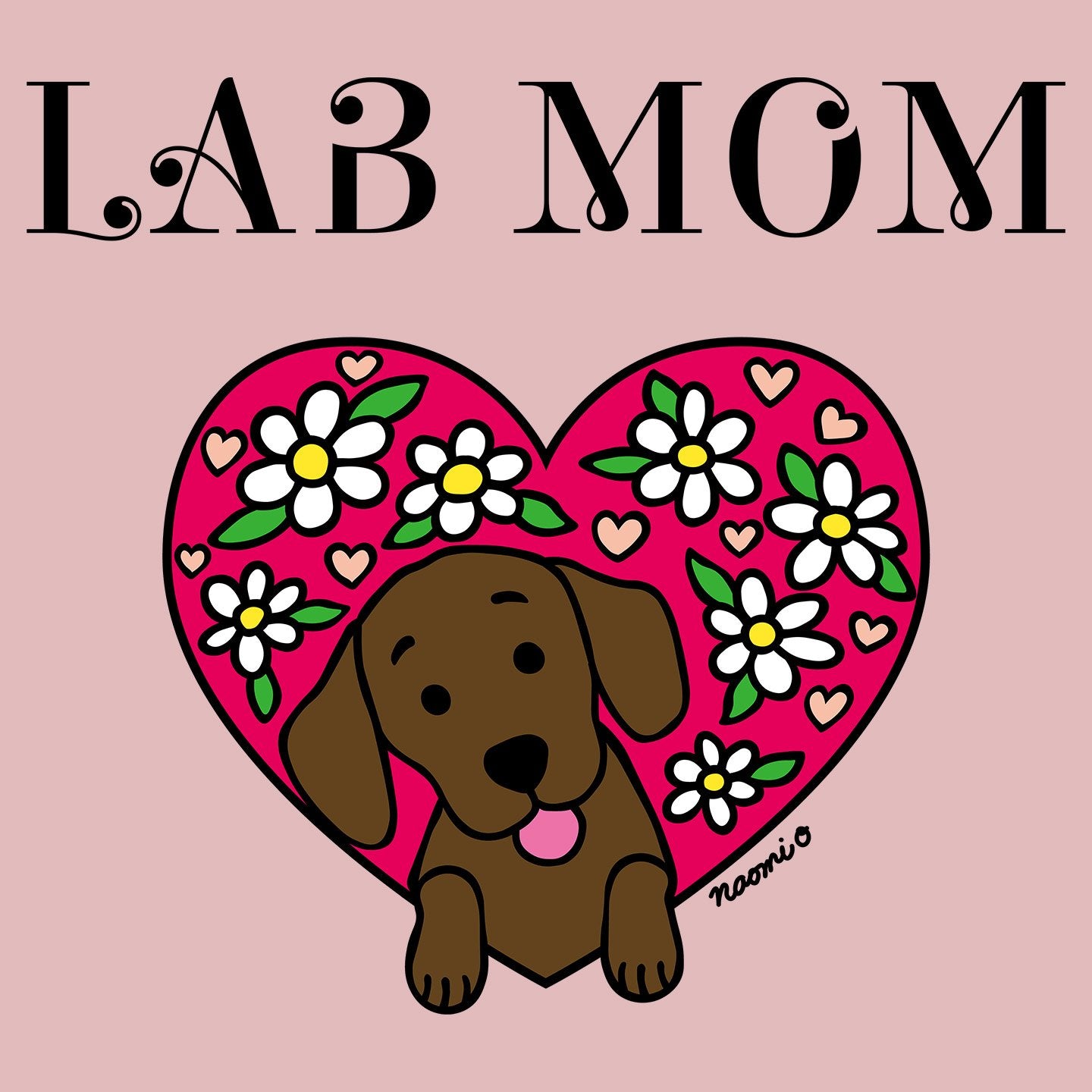 Flower Heart Chocolate Lab Mom – Women’s Fitted T-Shirt