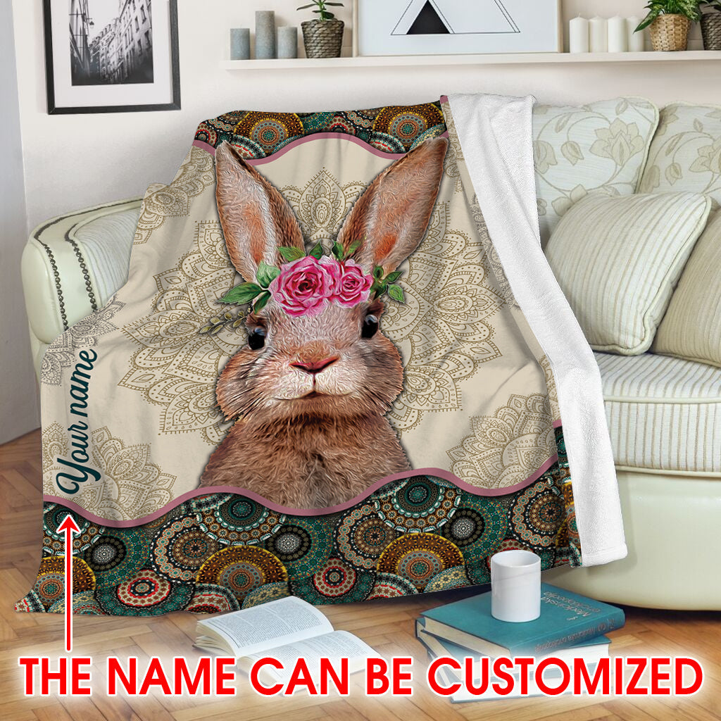 Rabbit Vintage 2 Mandala Fleece Throw Blanket – Personalized Throw Blankets – Weighted Blanket To Sleep