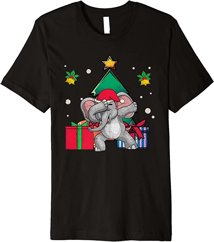 Merry Christmas Africa Animal Xmas Funny Dabbing Elephant Premium T-Shirt