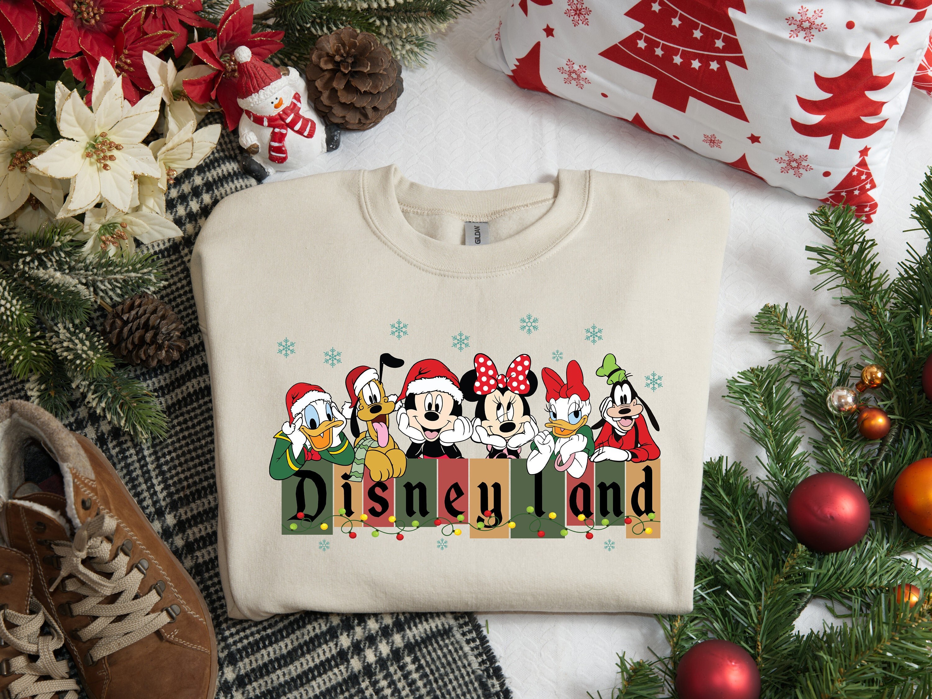 Disneyland Christmas Sweatshirt, Mickey Minnie And Friends Christmas Shirt, Vintage Disney Christmas Shirt, Disney Matching Christmas Tee - Teeloki Style