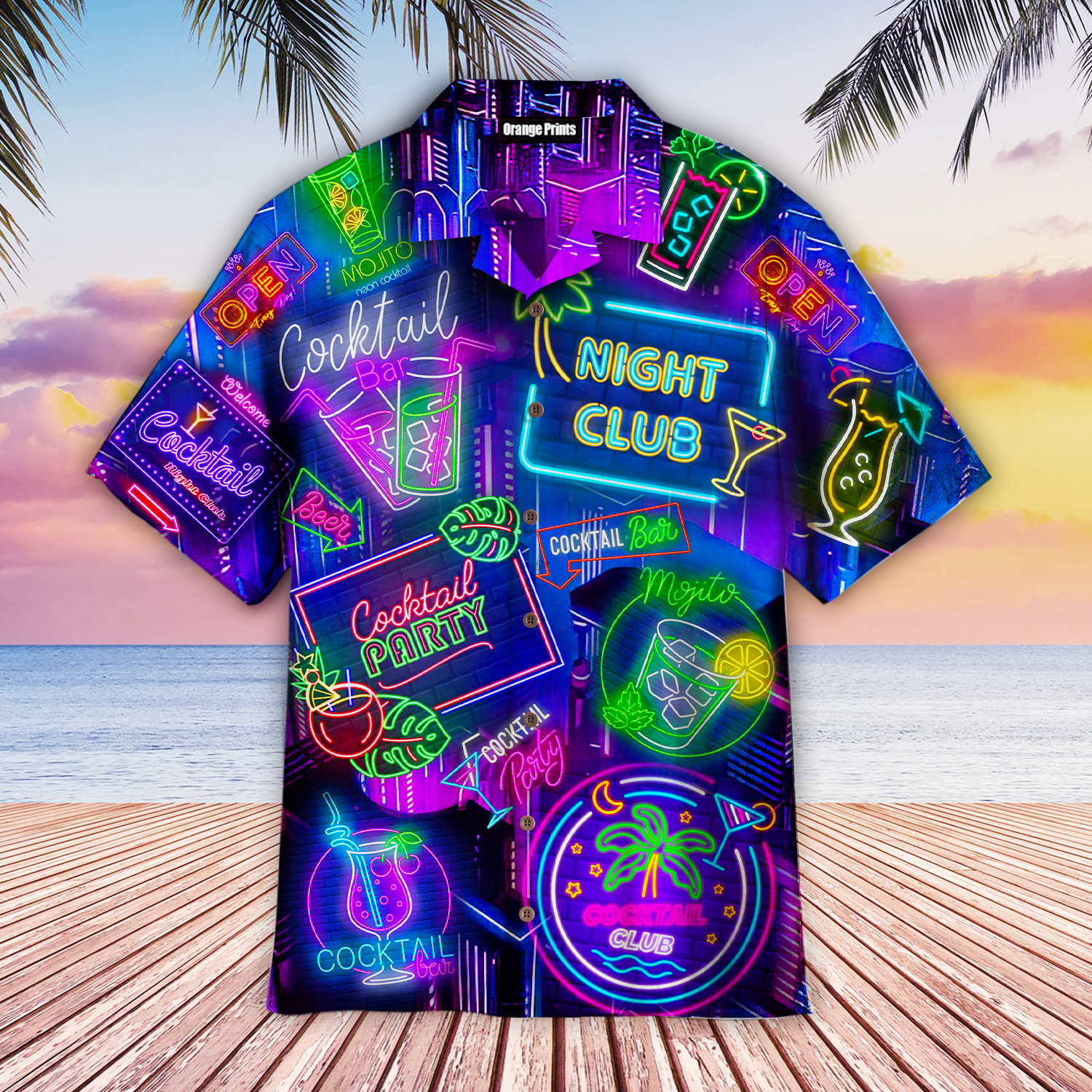 Neon Cocktail Night Club Hawaii Shirt For Men Women Ha31979