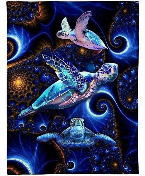 Blanket In Ocean With Turtle Gift For Turtle Lovers Fleece Blanket Home Decor Bedding Couch Sofa Soft And Comfy Cozy Gift For Friend Family