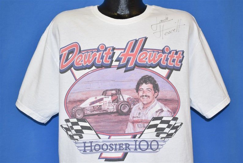 90S Dewit Hewitt Jack Hoosier 100 Sprint Car Racing 63 Autograph Shirt