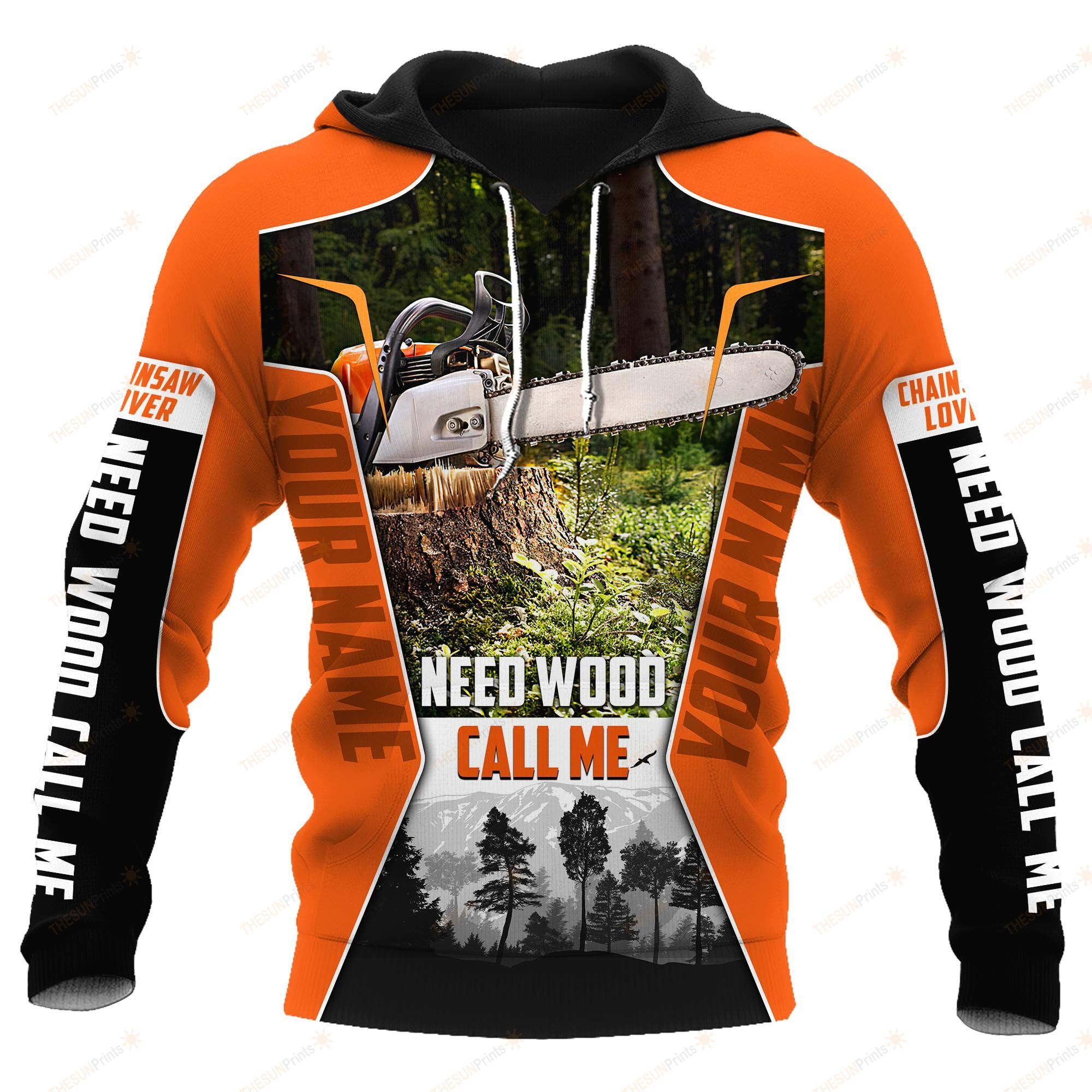 3D Chainsaw Logger Custom Name Unisex Shirts