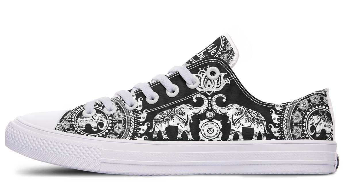 Walking With Elephants Low Top Canvas Custom Shoes