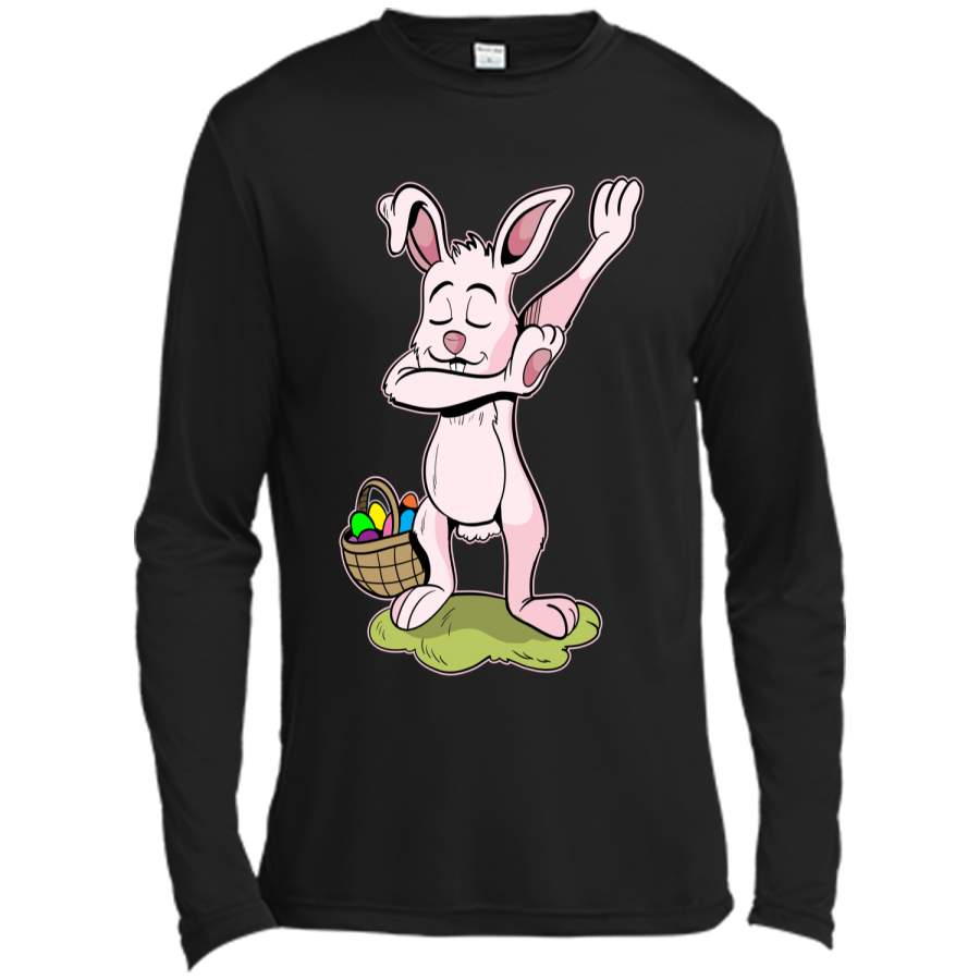 Dabbing Easter Bunny Shirt Kids Hip Hop Dab Dance Gift Long Sleeve Moisture Absorbing Shirt