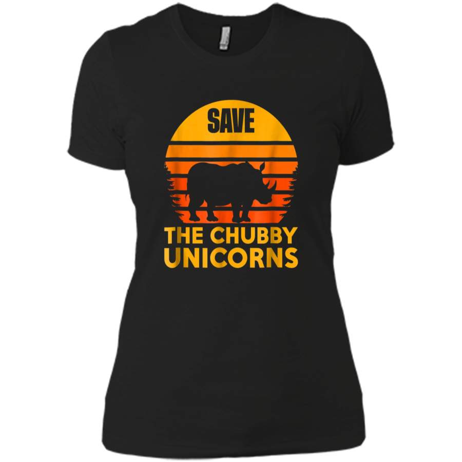 Retro Vintage Save The Chubby Unicorns Animal Lovers Next Level Ladies Boyfriend Tee