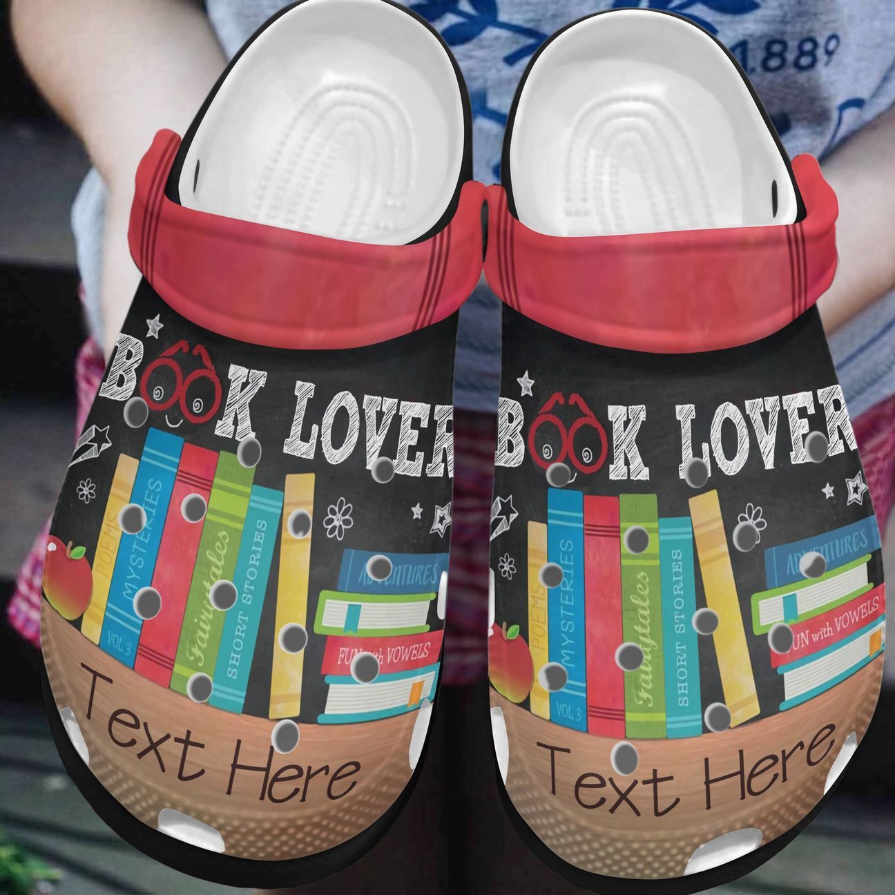 Reading Personalized Clog, Custom Name, Text, Color, Number Fashion Style For Women, Men, Kid, Print 3D Book Lover