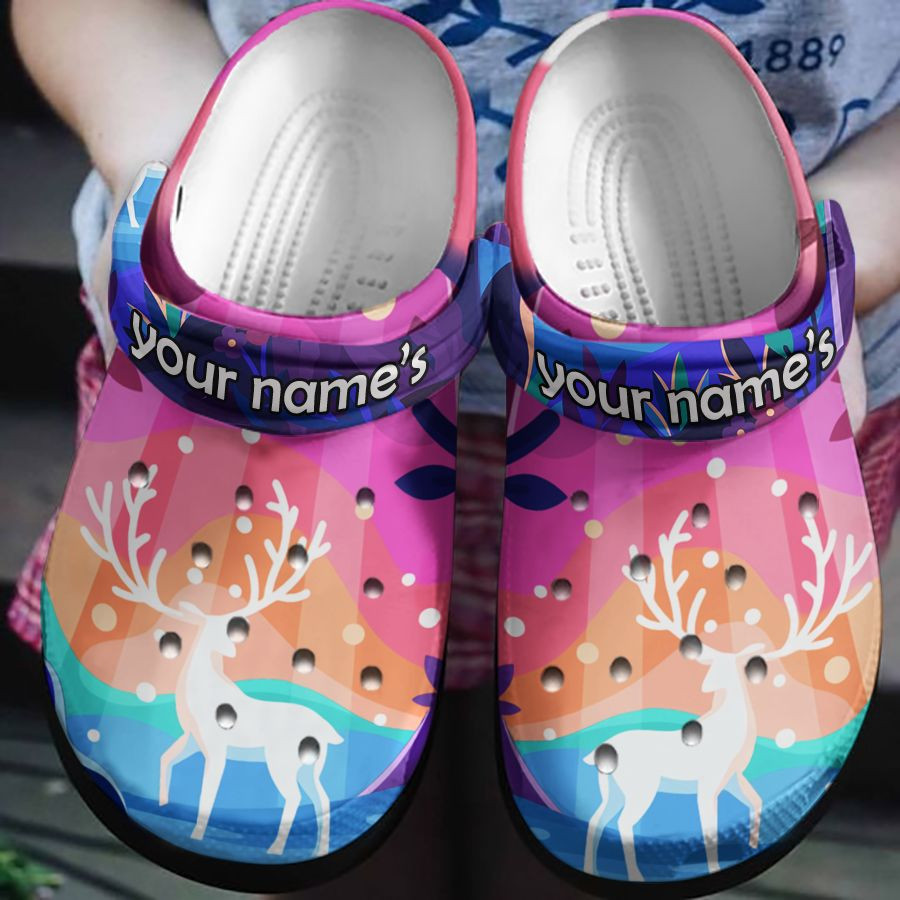 Deer In The Magical Colors Shoes – Rainbow Hippie Deer Hunter Custom Shoe Birthday Gift For Women Girls