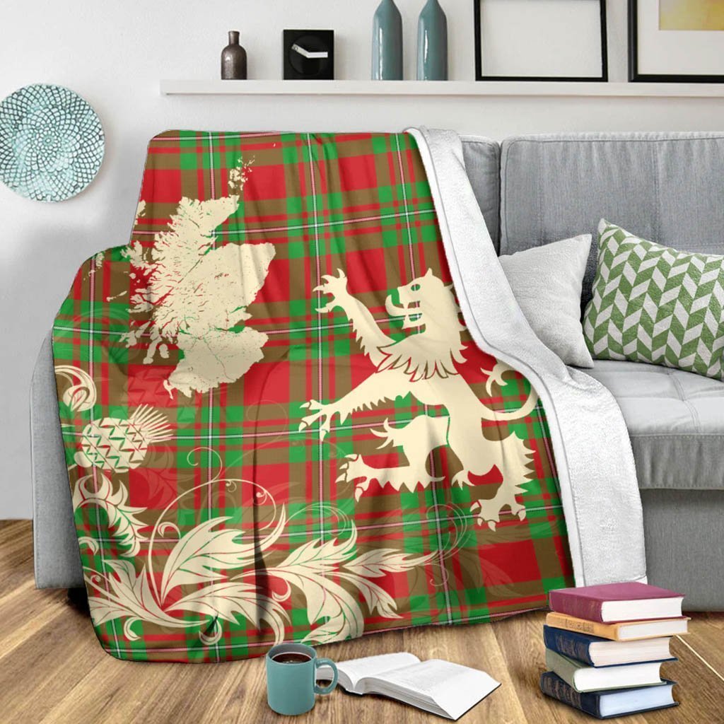 Tartan Blanket Macgregor Modern Tartan Scotland Lion Thistle Map Plaid Blanket