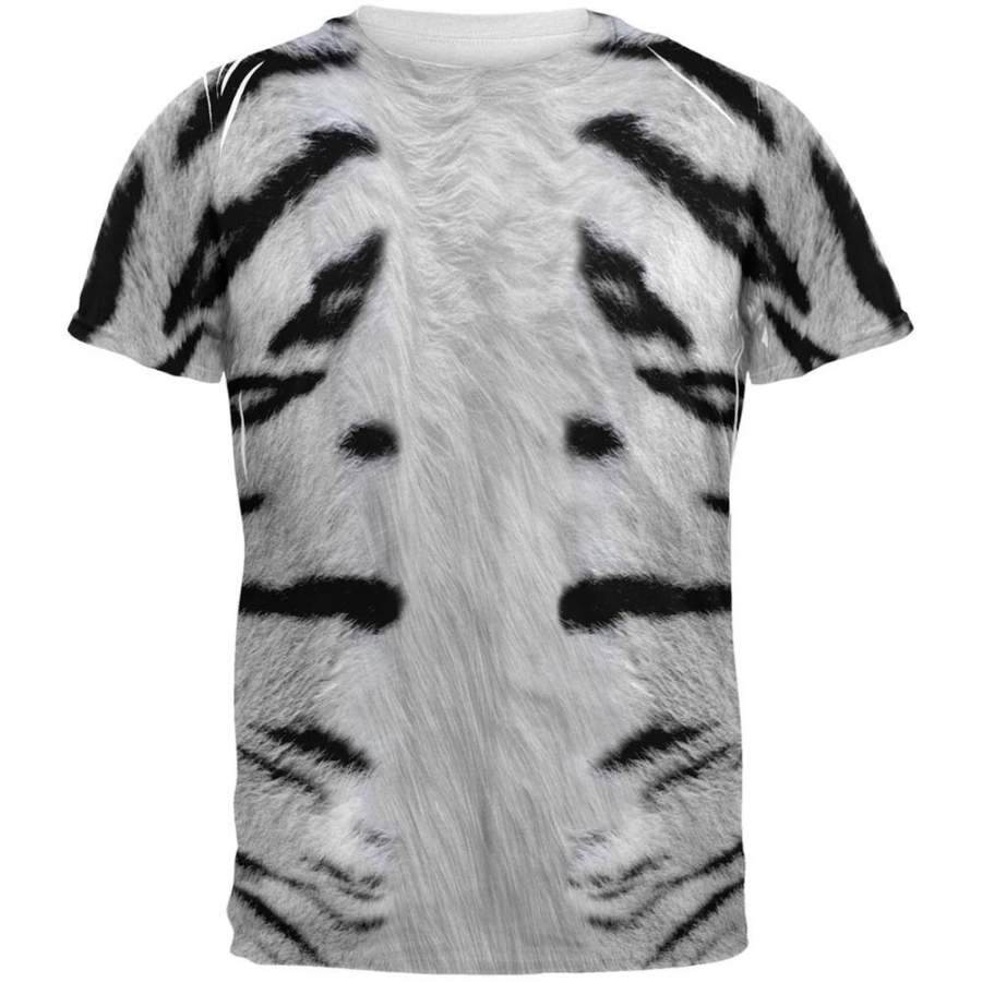 White Siberian Tiger Costume All Over Adult T-Shirt