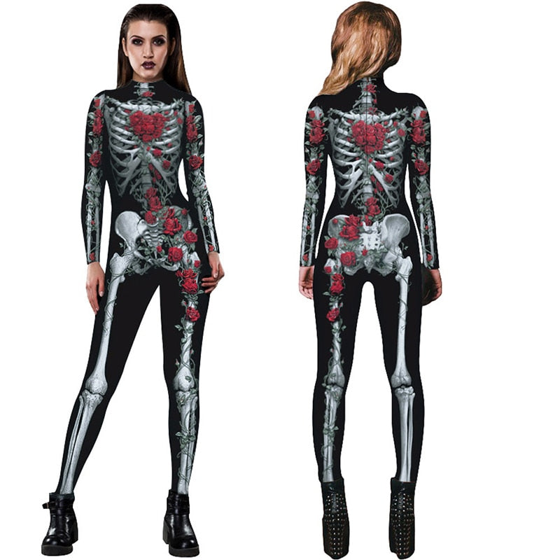 3D Skull Sexy Bodysuits Halloween Costumes