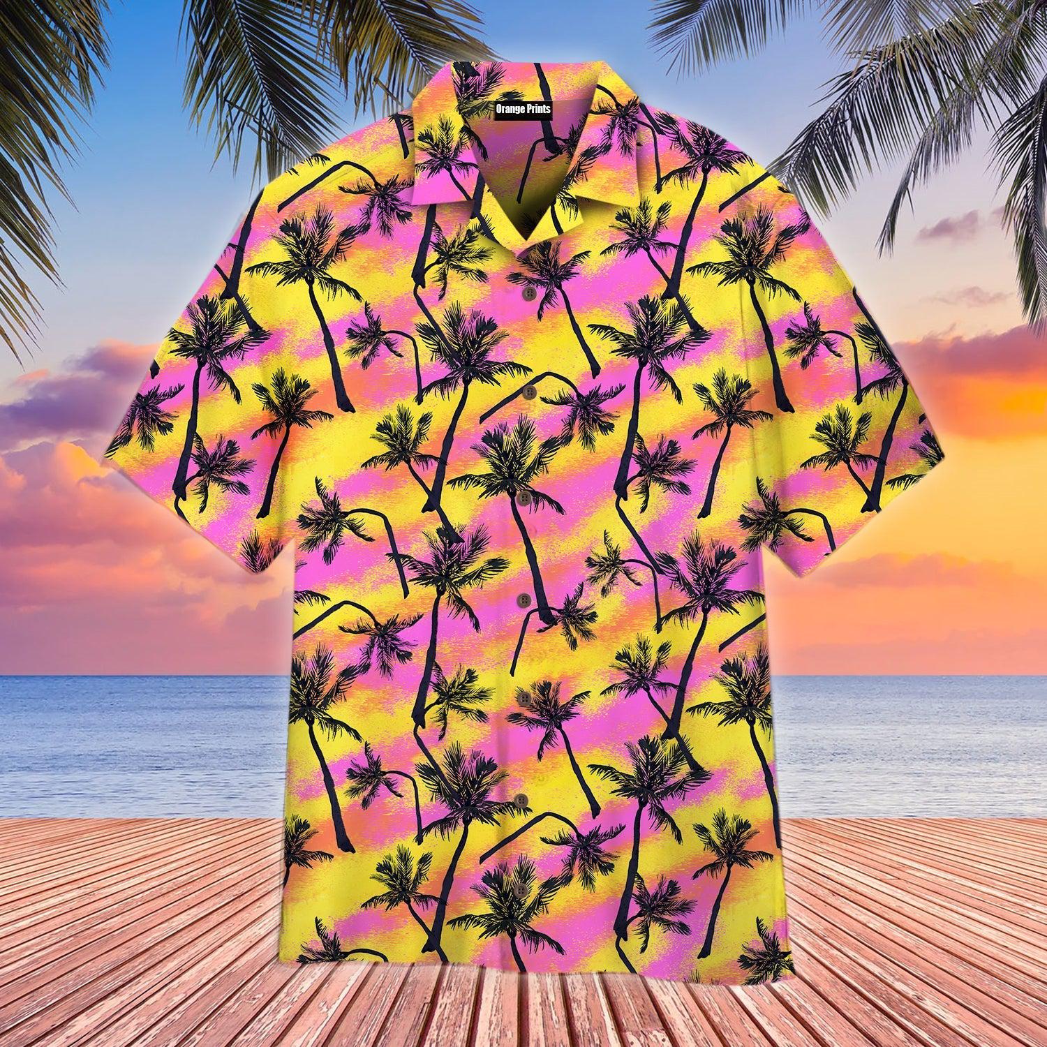 Pink And Yellow Palm Trees Beach Hawaii Shirt For Men Women Ha107423