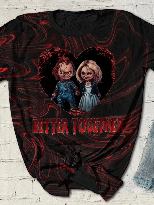 Better Together Horror Valentines Day 3D T-Shirt Td