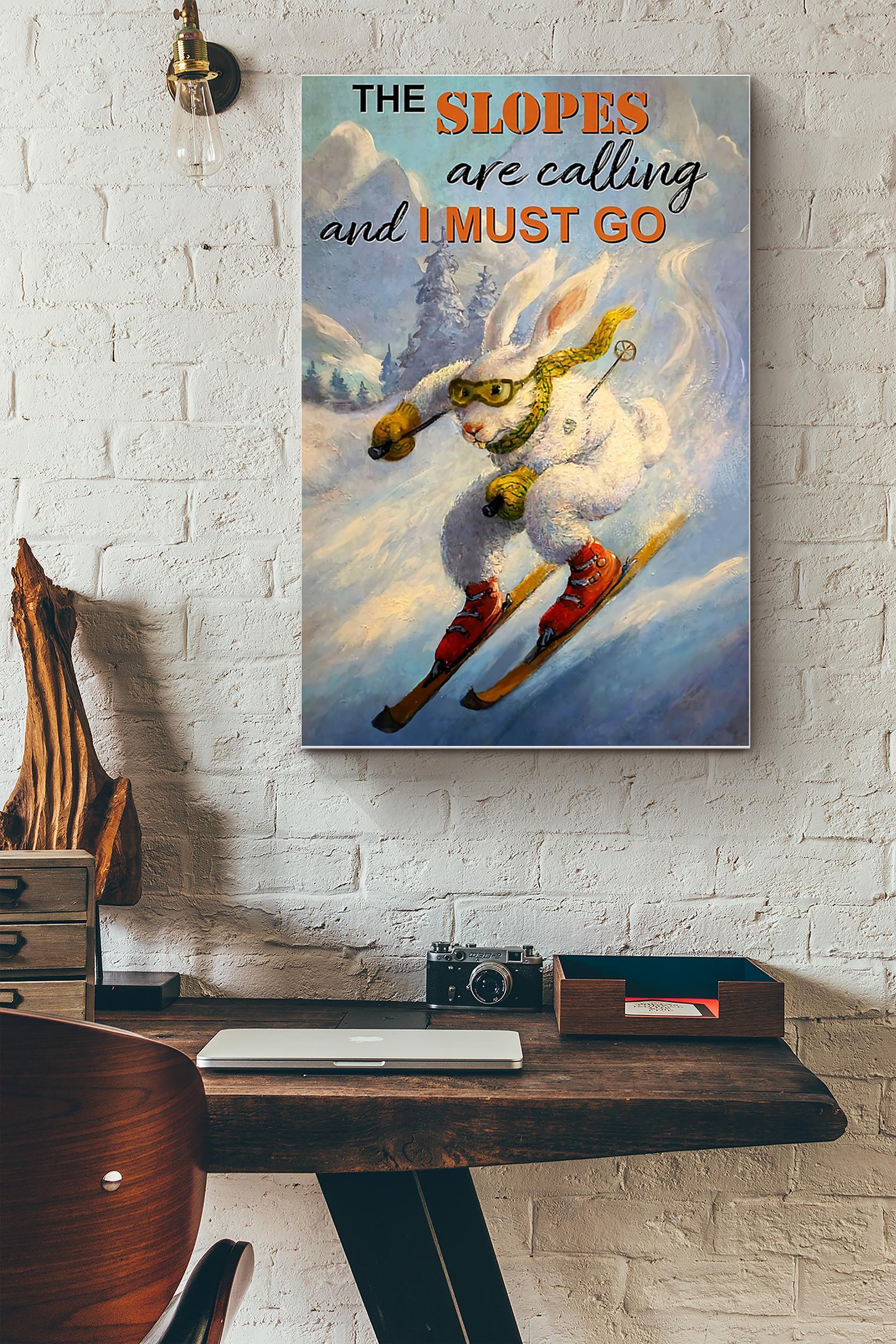 Skiing Rabbit I Must Go (Unframed) Poster