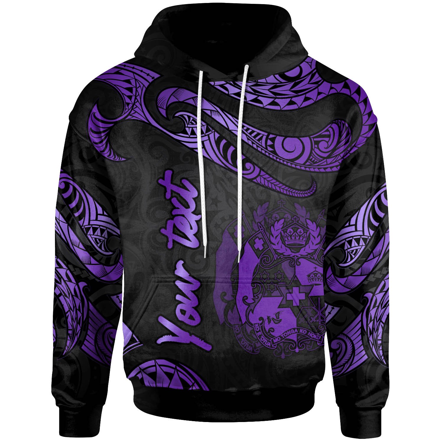 Tonga Polynesian Custom Personalised Hoodie – Poly Tattoo Purple Version – BN12