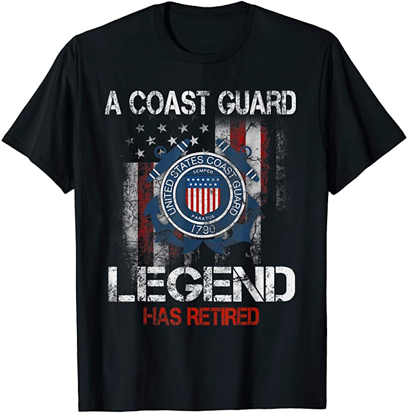 A Coast Guard Legend Has Retired Vintage USCG Military Flag T-Shirt