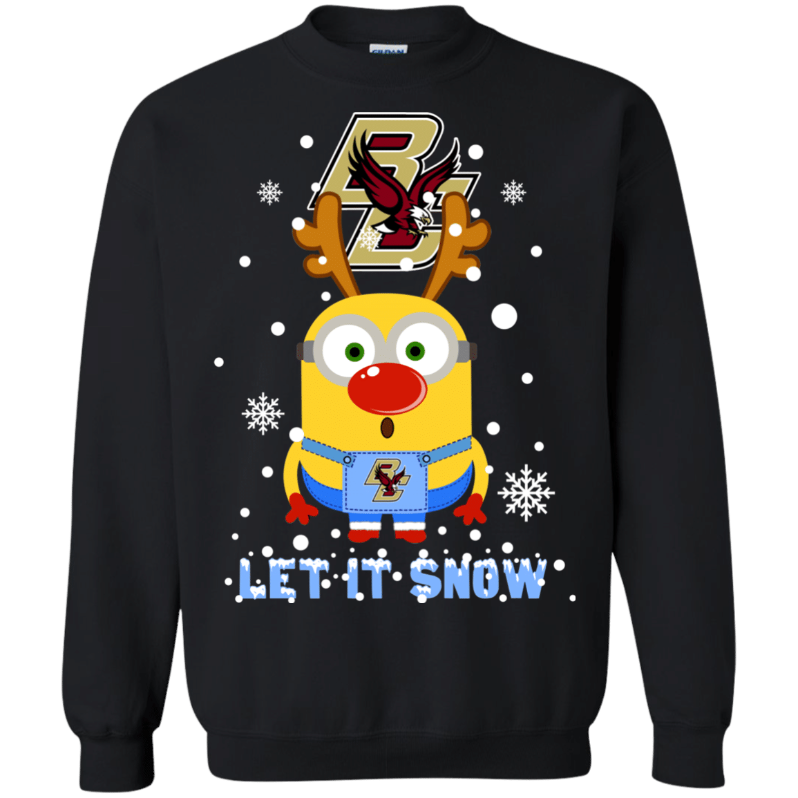 Boston College Eagles Minion Ugly Christmas Sweaters Let It Snow S S Shirt